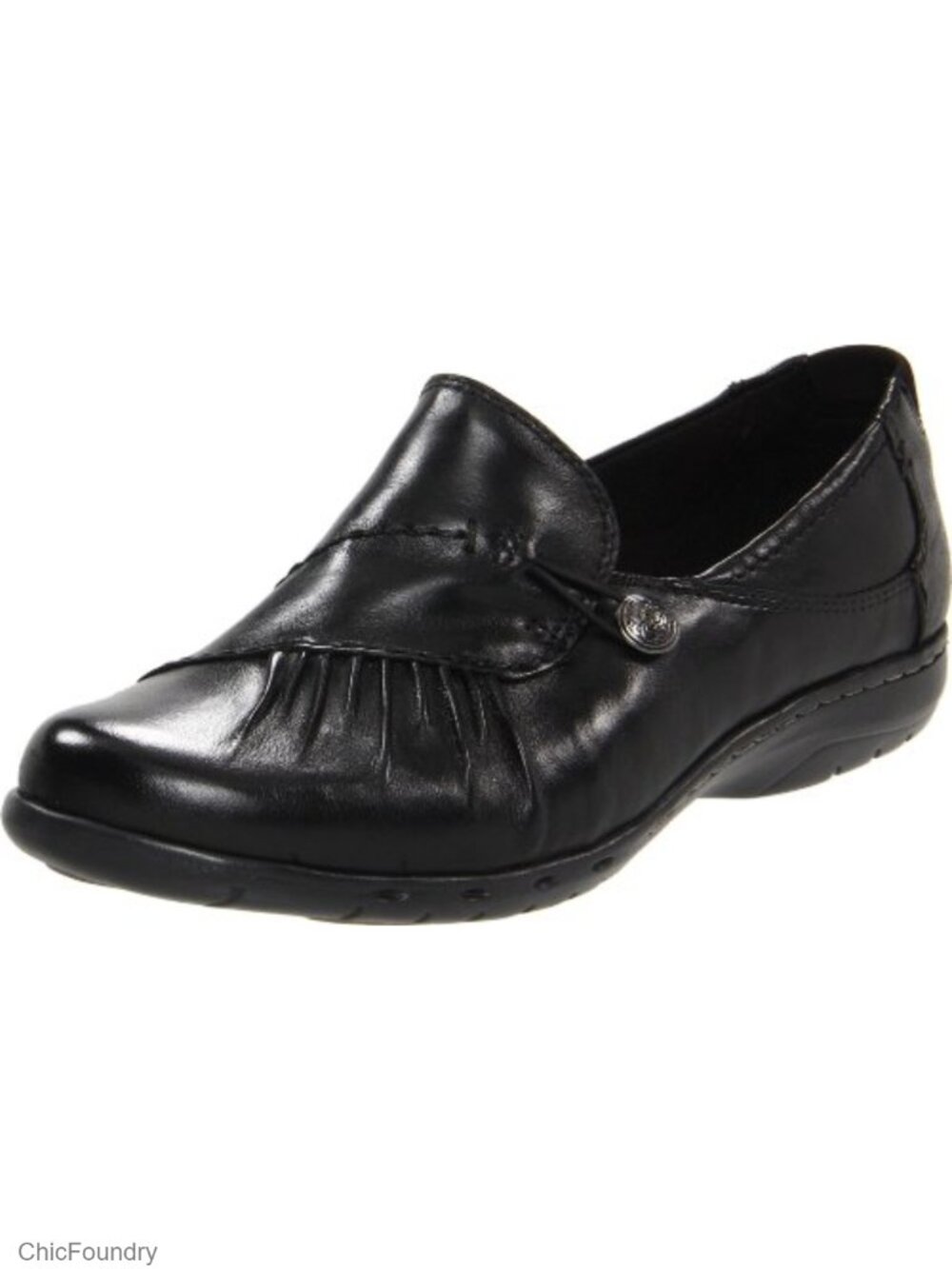 Women's Slip On Leather Flats Loafers Comfort Casual Button